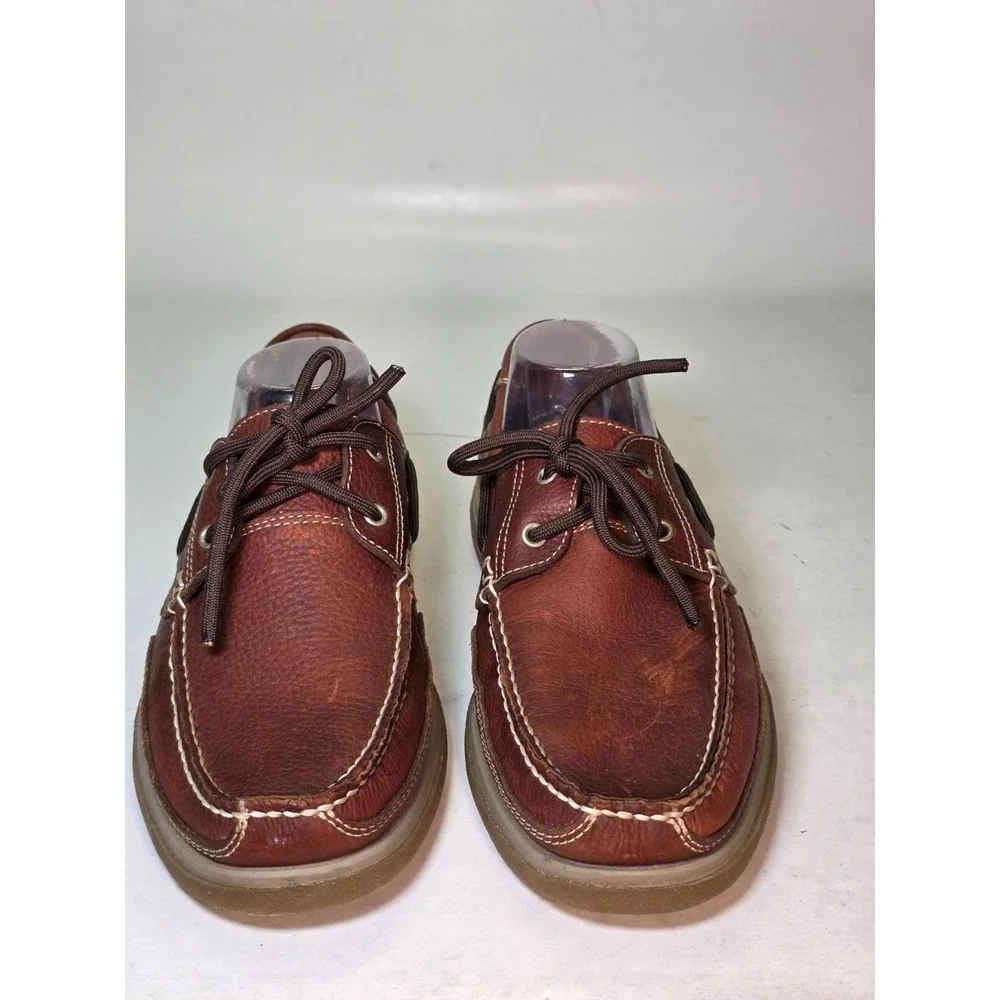 Freeman Jaffrey Men's Boat Shoes Size 10 M Brown Leather Comfort Dress‎ Lace Up